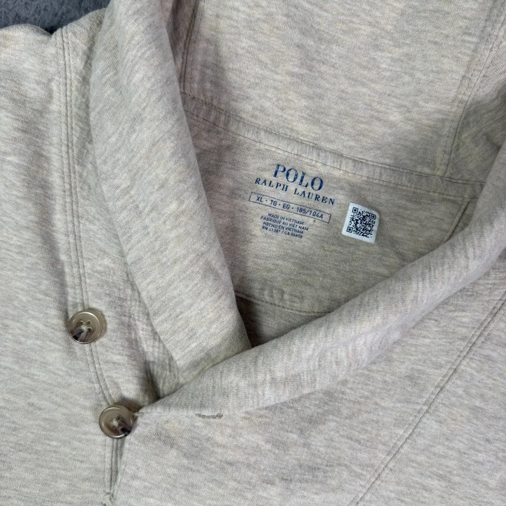Polo Ralph Lauren Sweatshirt Mens XL Cream Shawl Collar Sweater Preppy Pony